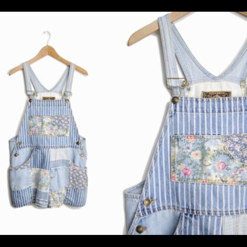 ISO!!!  90s Express Patchwork Overall Shorts